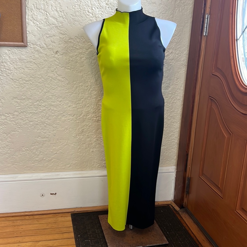 Bar III long LIME/BLACK dress